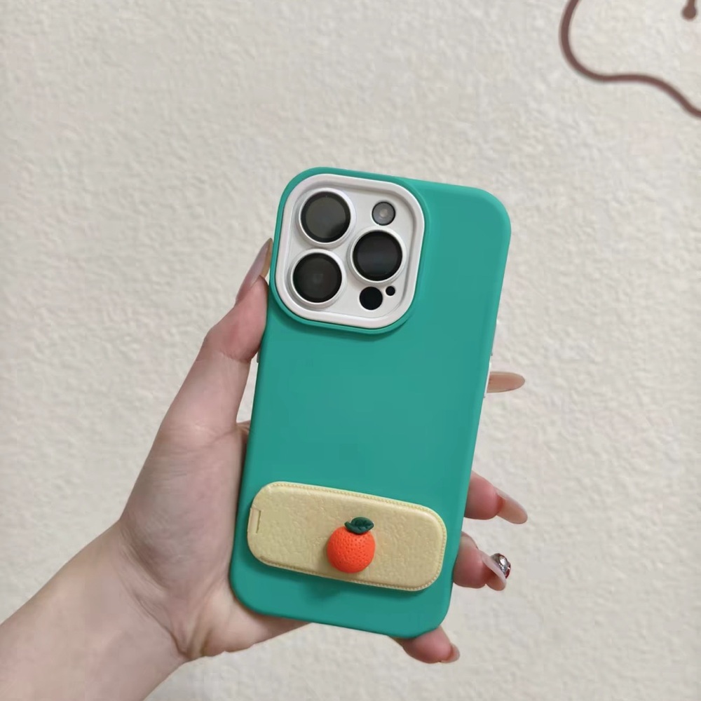 Turquoise Silicone Phone Case with Peach Charm